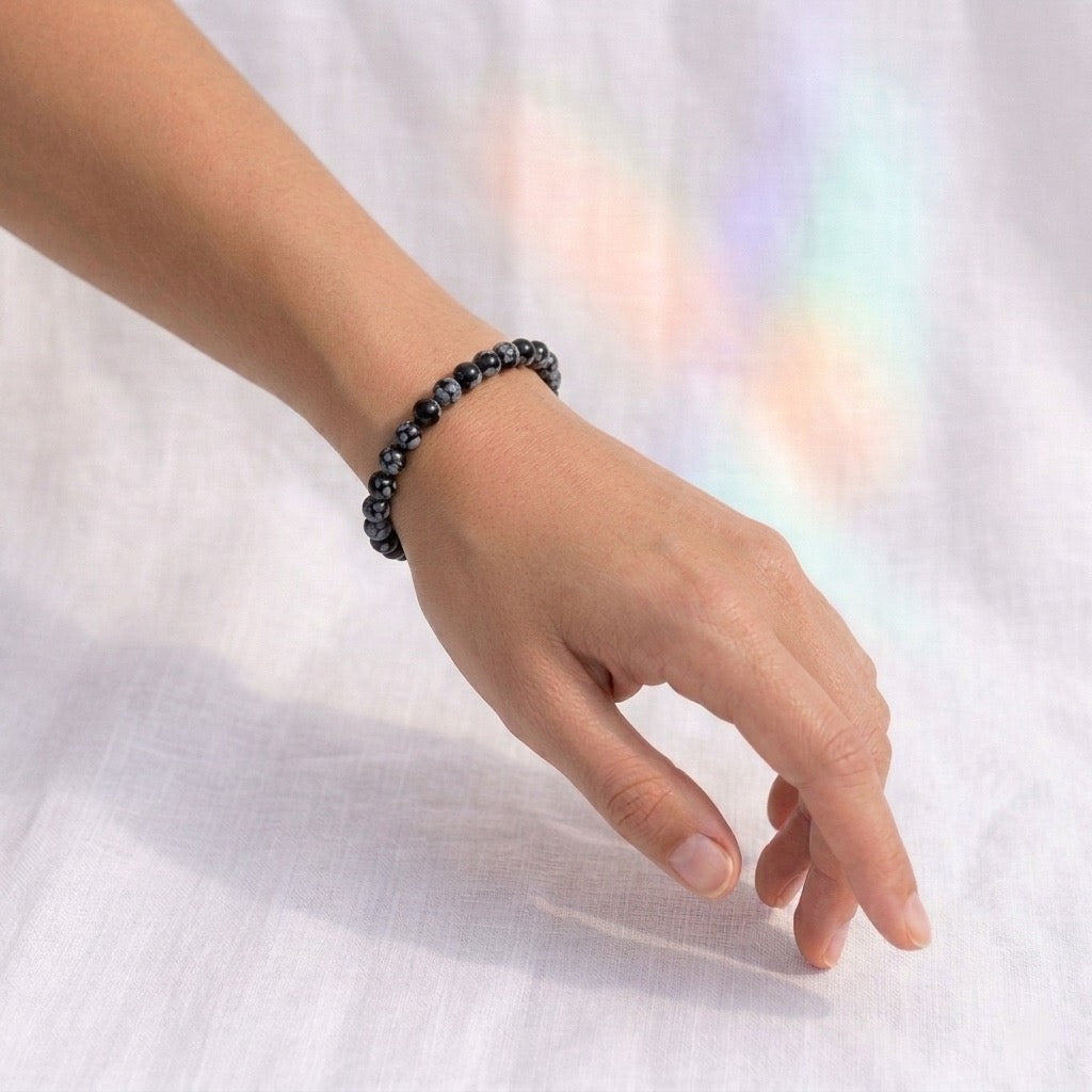 Obsidian snow bracelet