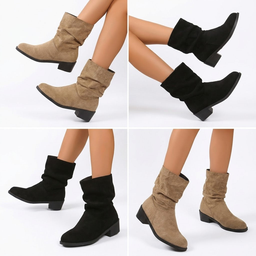 Bottines western vintage en daim