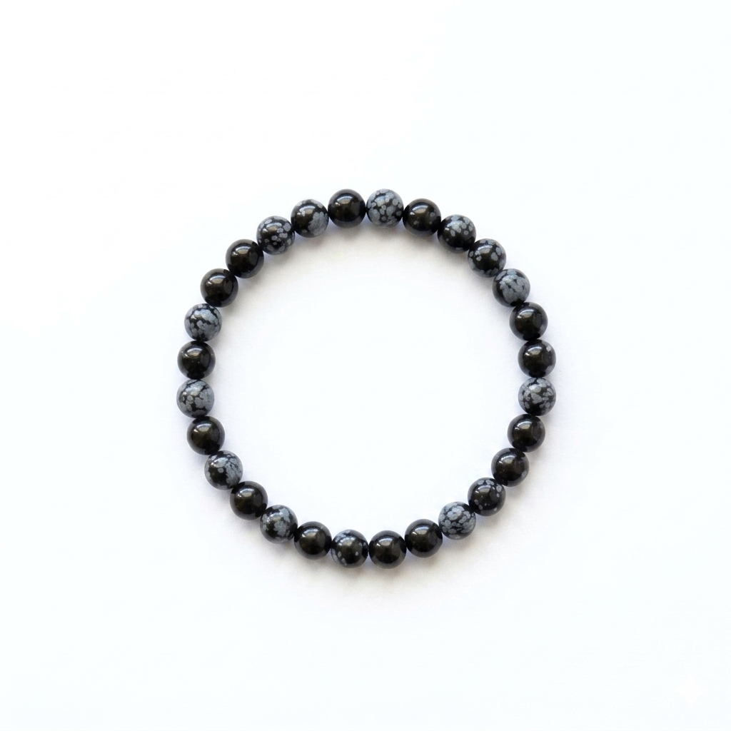 Obsidian snow bracelet