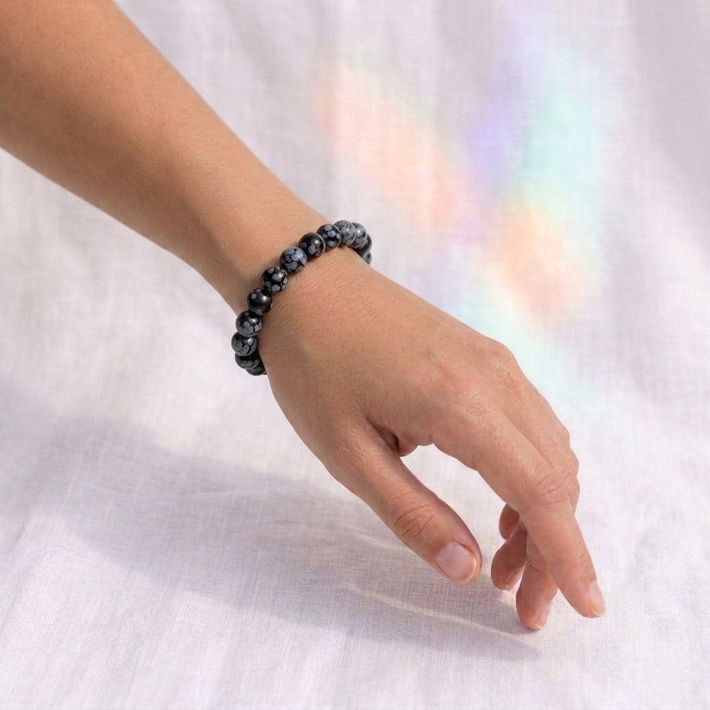 Obsidian snow bracelet