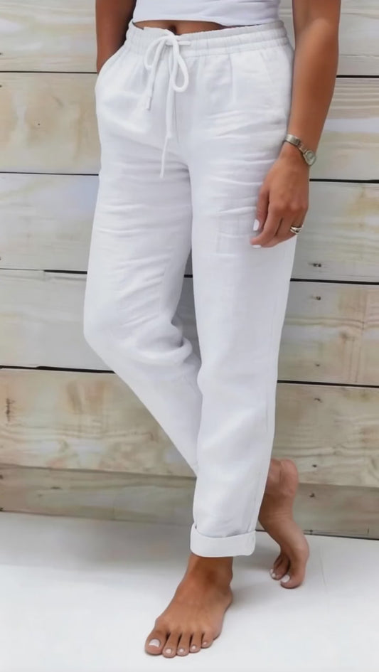 Pantalon Lin-Coton Taille Haute – Élégance Casual